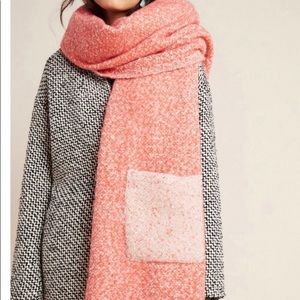 NWT Anthropologie coral wrap/scarf. Super soft! Underside & pockets pale pink